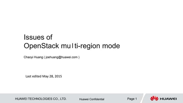 Issues of OpenStack multi-region mode