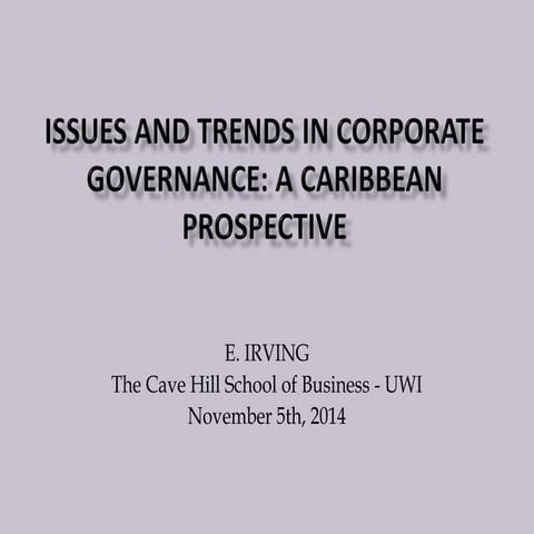 Issues&trends in caribbean corporate governance