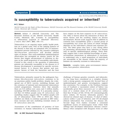 Is susceptibility to tuberculosis acquired