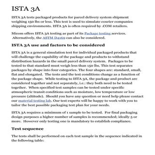 ISTA 3A Packaging Test for .COM ret...