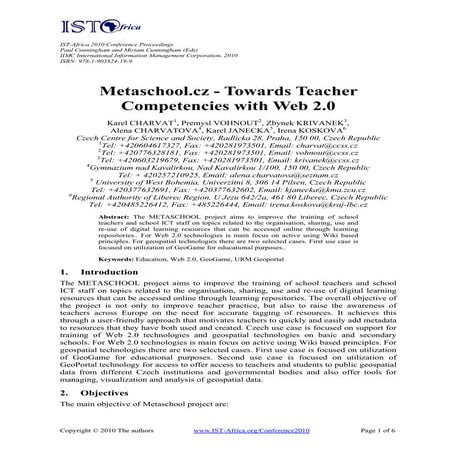 Metaschool.cz - Towards Teacher Competencies with Web 2.0