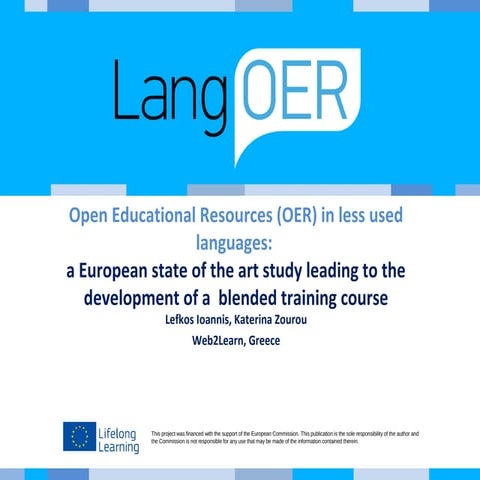 Open Educational Resources (OER) in less used languages: a European state of...