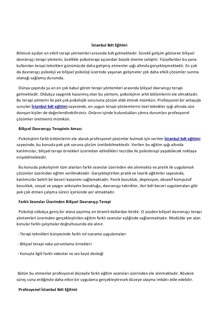 Bilissel Davranisci Terapi Egitimi Sertifikali 300 Tl Psikolog Marketi