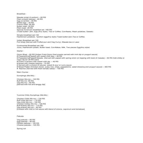 Istanbul menu | DOCX