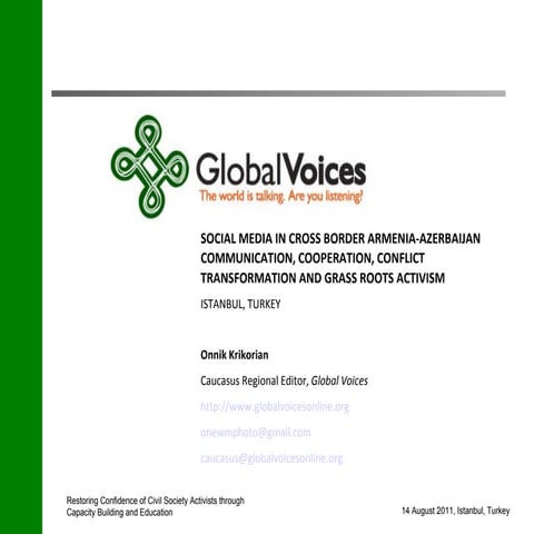 Social Media in Armenia-Azerbaijan communication, cooperation and conflict transformation