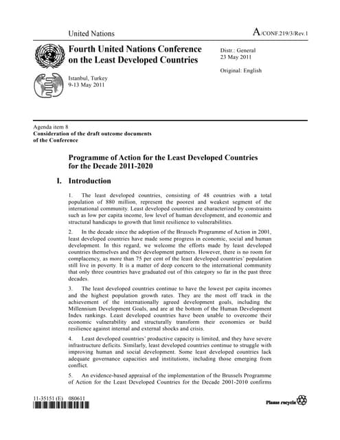 Istanbul programme of action for the least developed countries    2011 2020