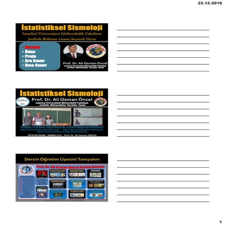 ÖNCEL AKADEMİ : İSTATİSTİKSEL SİSMOLOJİ 