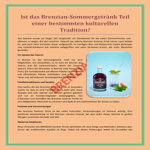 Ist das Brenzian-Sommergetränk Teil einer bestimmten kulturellen Tradition?