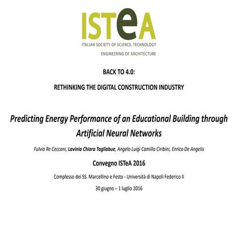 Predicting Energy Performance of an Educational Building through Artificial N...