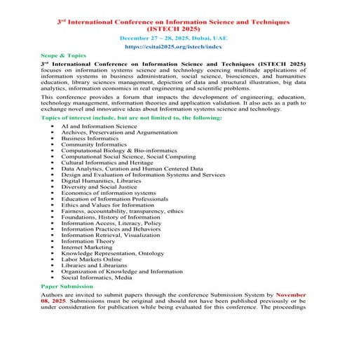 Call for Papers - 3rd International Conference on Information Science ...