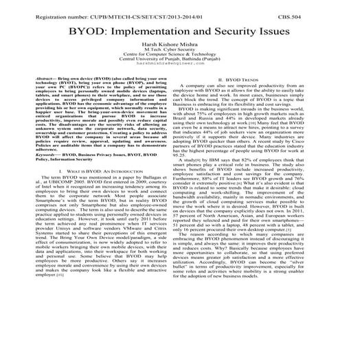 BYOD: Implementation and Security Issues