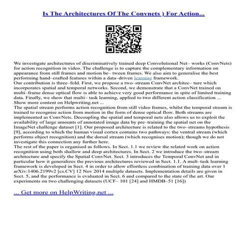 Is The Architectures Of The Convnets ) For Action...