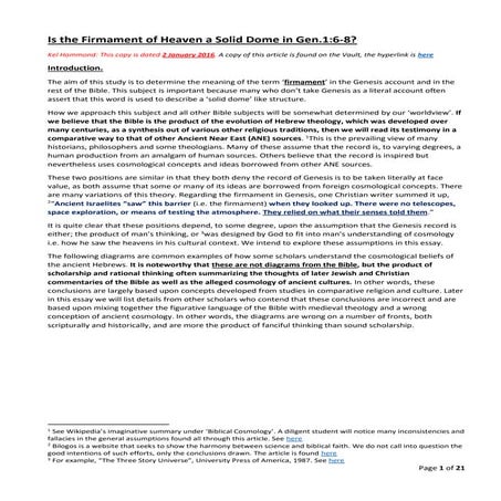 Is the firmament a solid dome   study