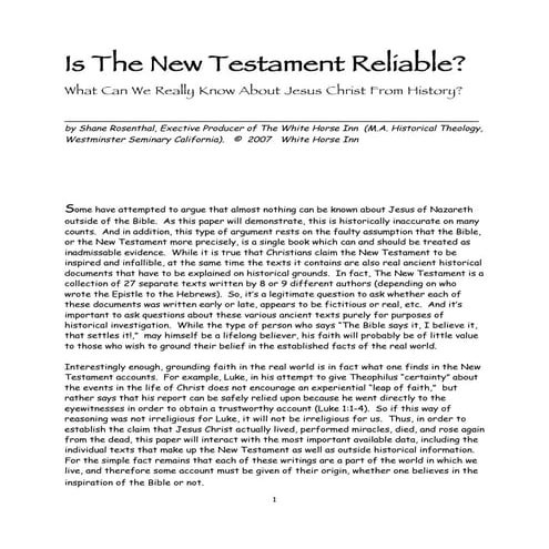 Is The New Testament Reliable