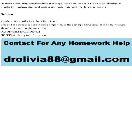 Is there a similarity transformation that maps Delta ABC to Delta DBF.pdf