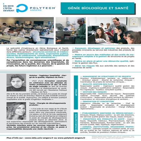 Istia Angers Bio : École polytechnique de l’université d’Angers – PBZD