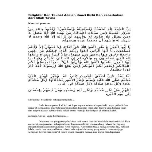 Dahsyatnya Istighfar Dalam Kehidupan Seorang Muslim Pptx