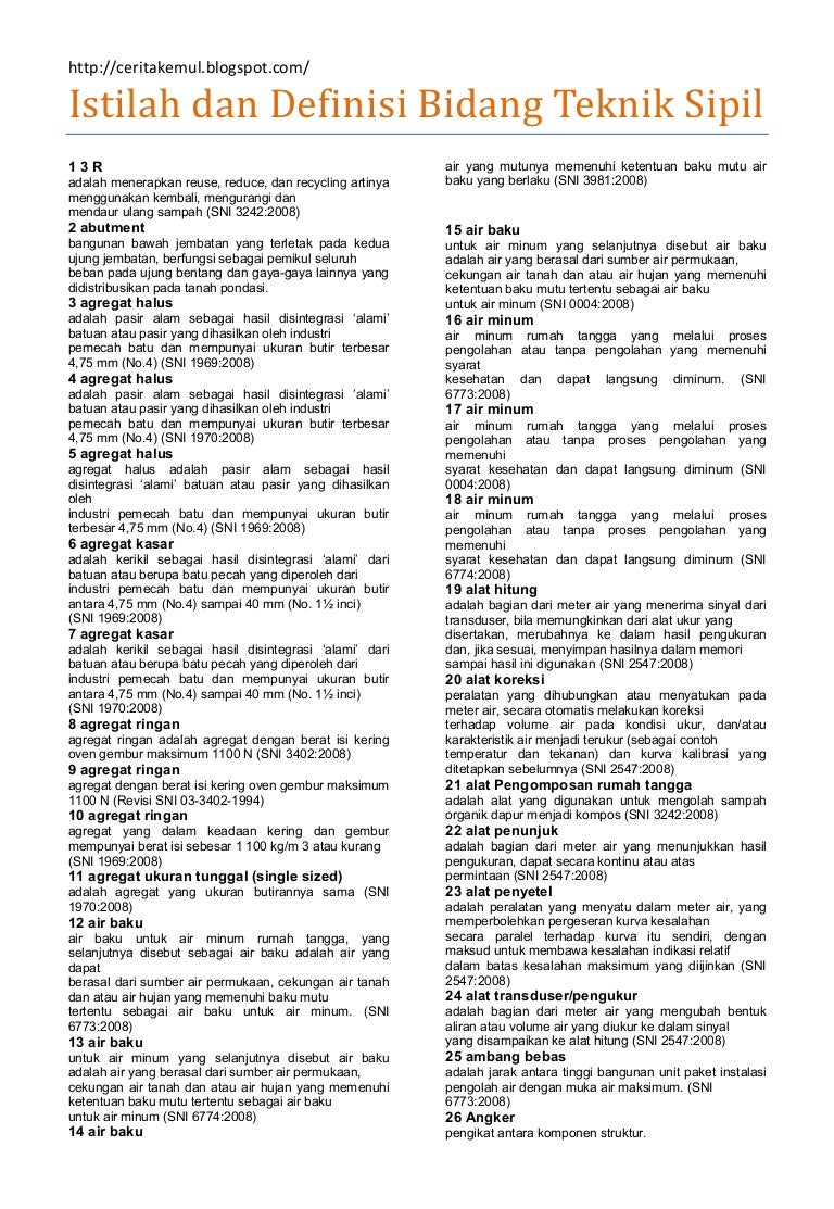 Istilah Dan Definisi Bidang Teknik Sipil