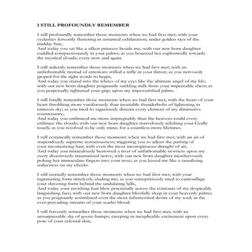 I Still Profoundly Remember