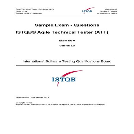 ISTQB Agile Technical Tester Sample Question Paper