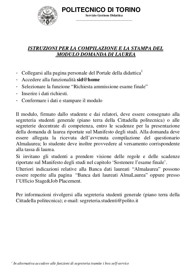 Istruzioni domanda di_laurea Istruzioni domanda di_laurea