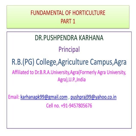 Fundamental of Horticulture Part-1