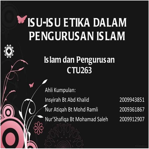 Isu-isu Etika Dalam Pengurusan Islam