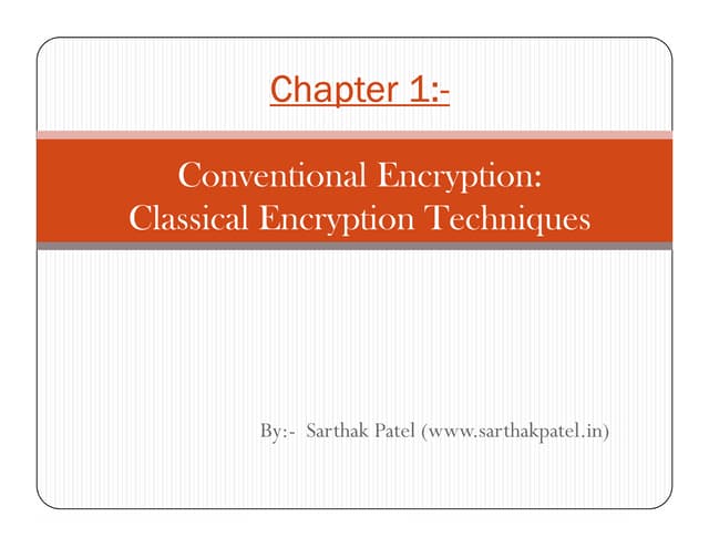 IS Unit 1_Conventional Encryption_Classical Encryption Techniques