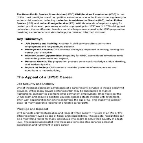 Is UPSC Worth? Is UPSC Best Option Than Other Govt. Exams