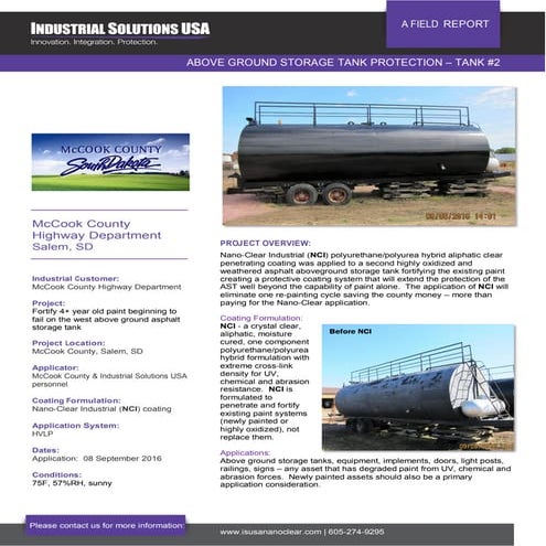 Nano-Clear Protecting Oxidized Above Ground Storage Tank