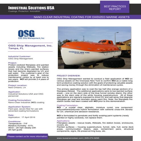 Nano-Clear Protects Oxidized Fiberglass Lifeboat