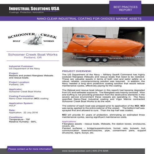 Nano-Clear Protects Oxidized Fiberglass Rescue Boat