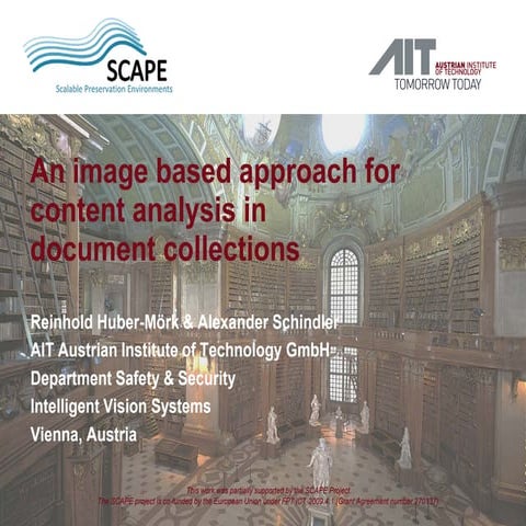 An image based approach for content analysis in document collections