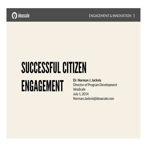 Presentation: Successful Citizen Engagement