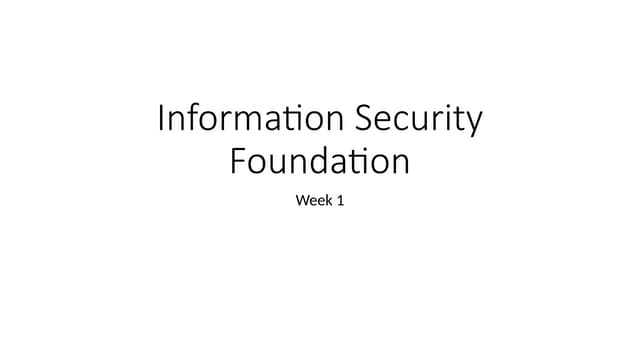Foundation of the information  securiety