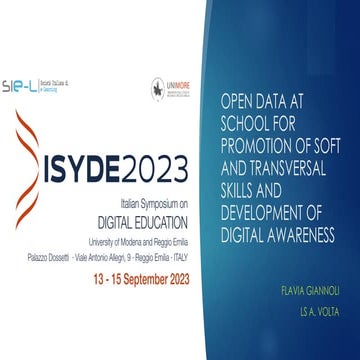 OPEN DATA A SCUOLA PER LA PROMOZIONE DELLE SOFT SKILLS E DELLE COMPETENZE TRA...