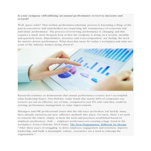 Is your company still utilizing an annual performance review to measure and r...