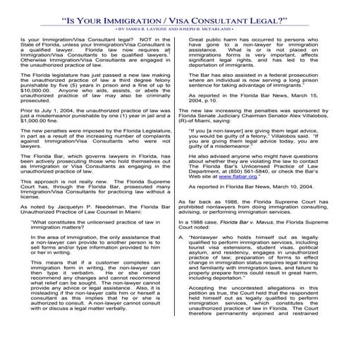 Is your immigration consultant legal (article format)