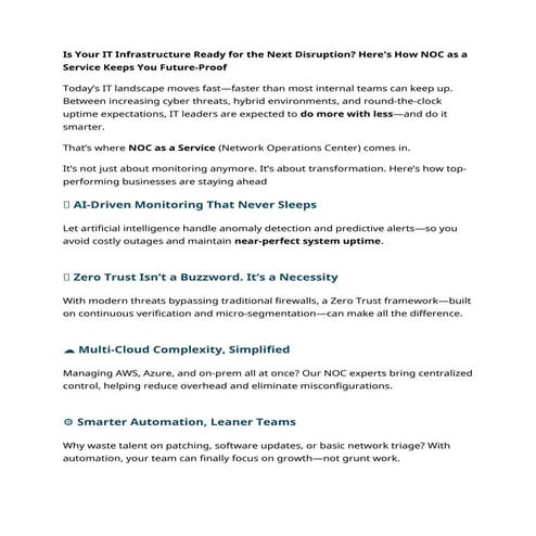 Is Your IT Infrastructure Ready for the Next Disruption Here's How NOC ...