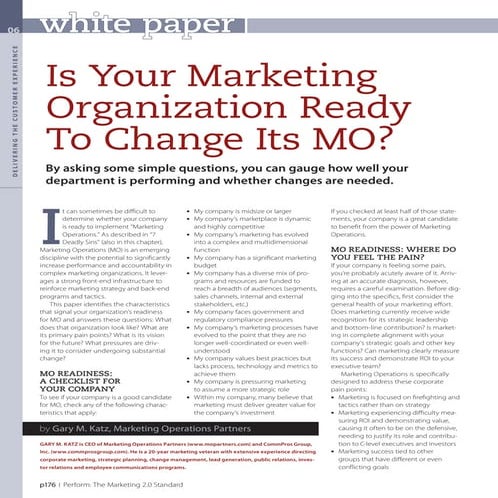 Is Your Marketing Organization Ready to Change Its MO?