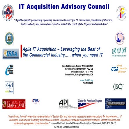 IT-AAC Roadmap for Sustainable Defense IT Reforms