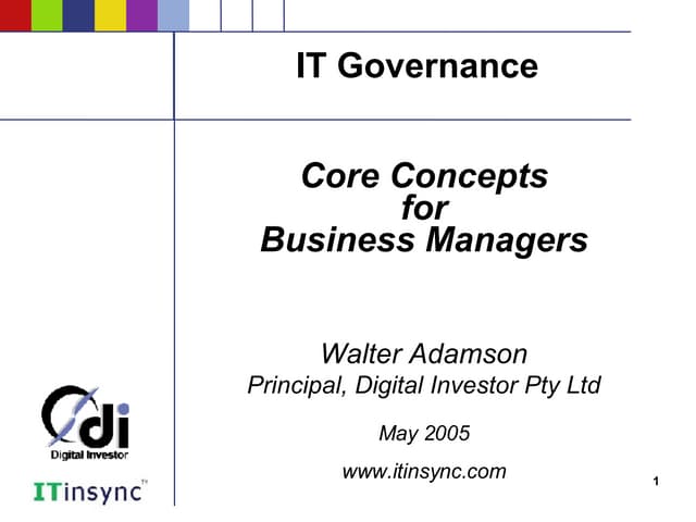 IT Governance - Core Concepts for Business Managers