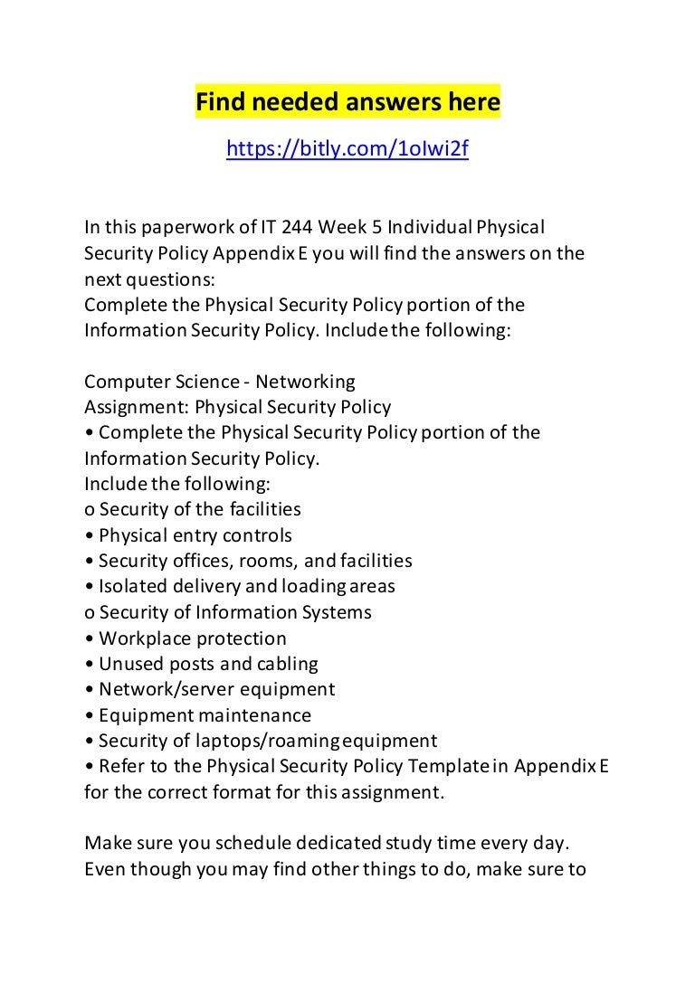 It 244 week 5 individual physical security policy appendix e