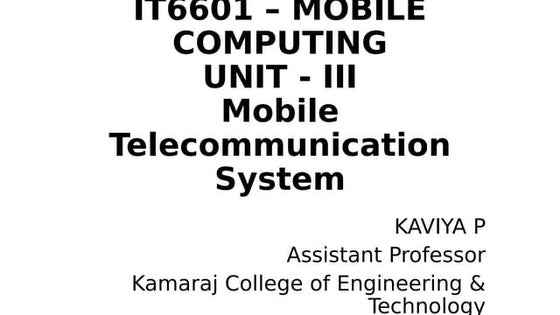 unit-1-mobile computing -global system architecture | PPT