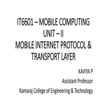 IT6601 Mobile Computing Unit II | PPT