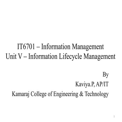 IT6701 Information Management Unit - V