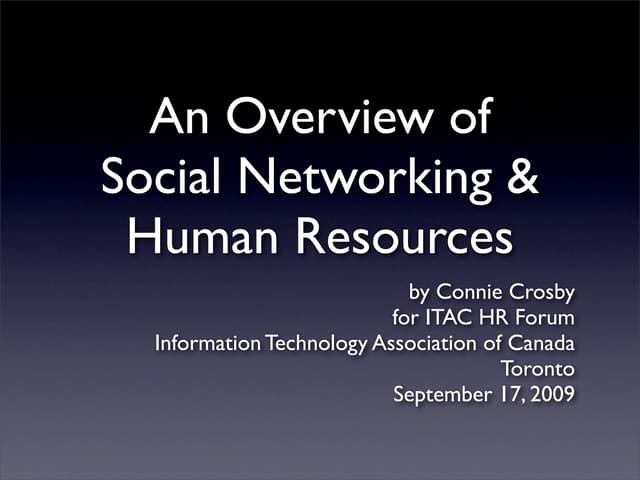 An Overview of Social Networking & Human Resources