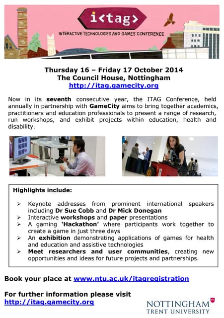 Interactive Technologies and Games (ITAG) Conference 2014 flyer