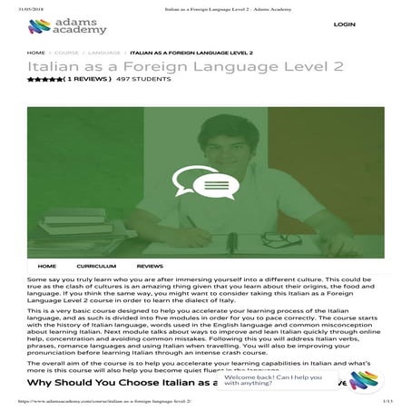 Learn Italian as a Foreign Language Level 2 – Alpha Academy | PPTX