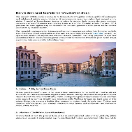 Must visit places in Italy | PDF